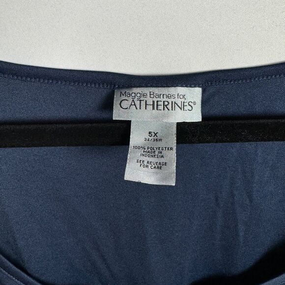 Maggie Barnes for Catherines Womens Tank Top Blouse Size 5X Navy Blue Sleeveless - Picture 2 of 4